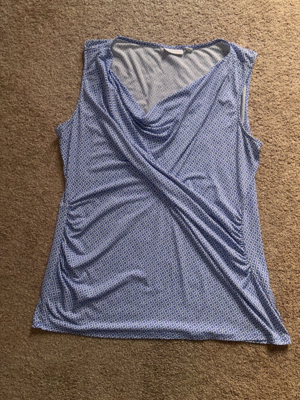 New York & Company Lilac Periwinkle Geometric Print Sleeveless Stretch Top XL